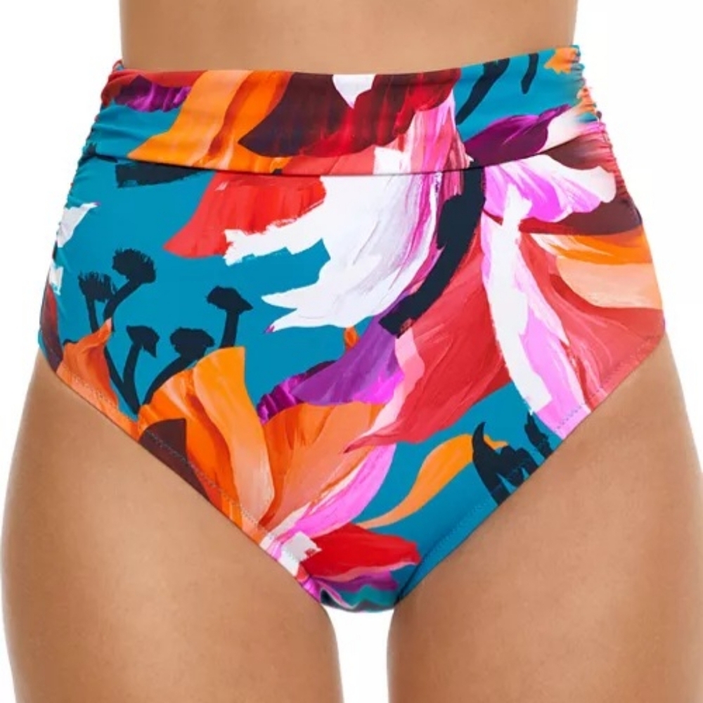 🦀GOTTEX HIGH WAIST RUCHED BIKINI BOTTOM SIZE 10